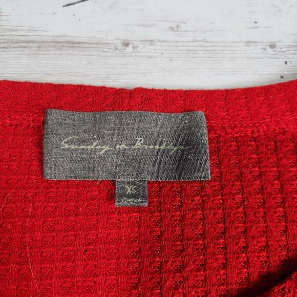 Anthropologie Sunday In Brooklyn Waffle Knit Front Knot Top Size XS - Picture 4 of 7